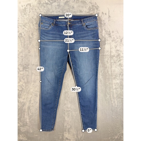 KUT from the Kloth Toothpick Skinny Jeans Women's Size 18W Blue Denim Pants - Picture 6 of 7